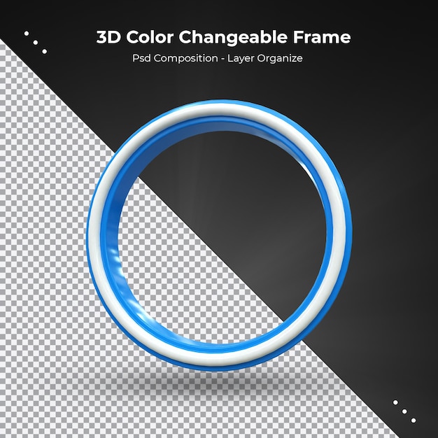 Circle profile 3d rendering frame for live streaming on social media