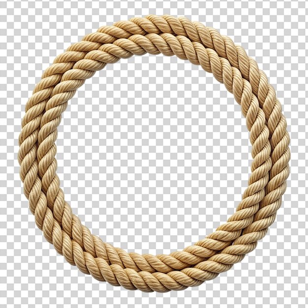 Circle rope frame Endless rope loop isolated on transparent background