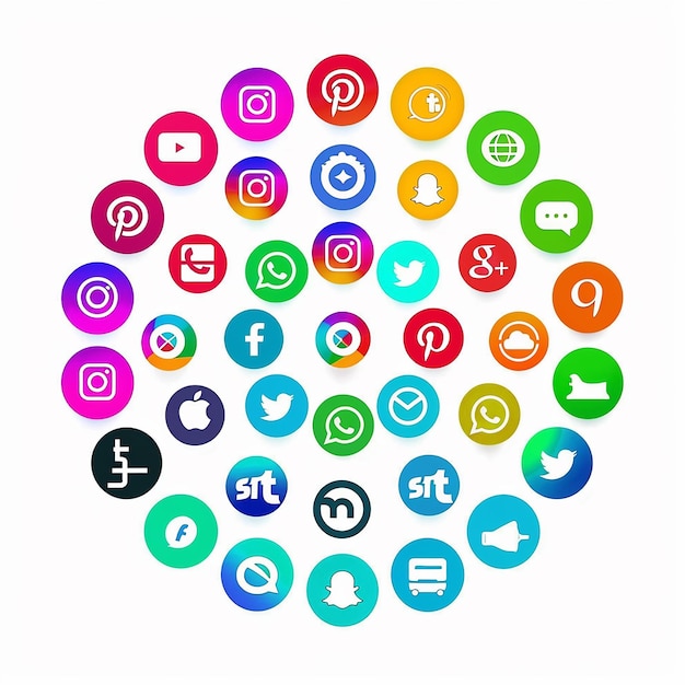 a circle of social medias with the facebook logo on the top