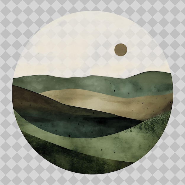 PSD a circle with a moon and a mountain on it