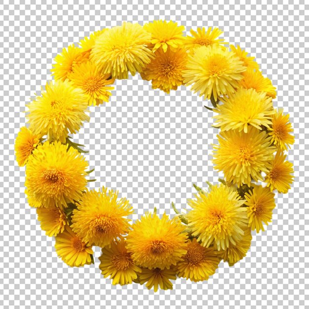 PSD circle of yellow dandelions