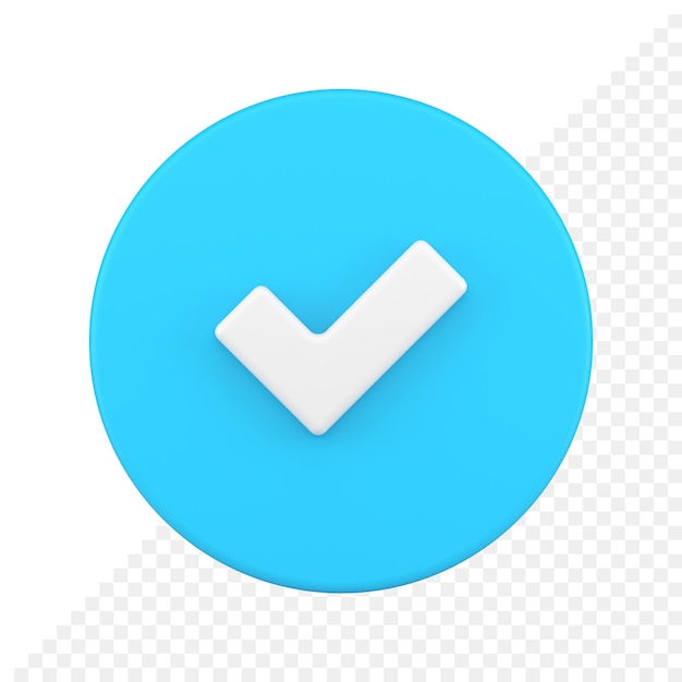 Circled check mark button blue control to do reminder positive choice realistic 3d icon