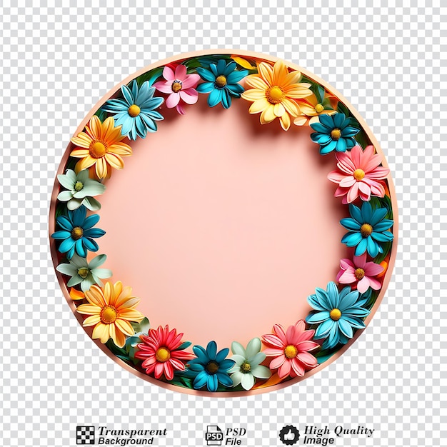 PSD circular flower frame design isolated on transparent background