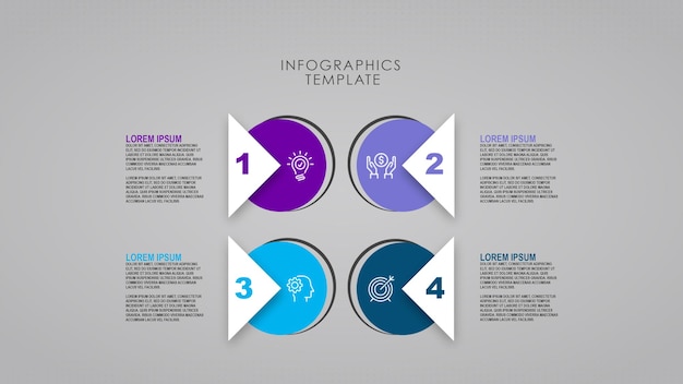 Circular timeline steps infographics template with four steps