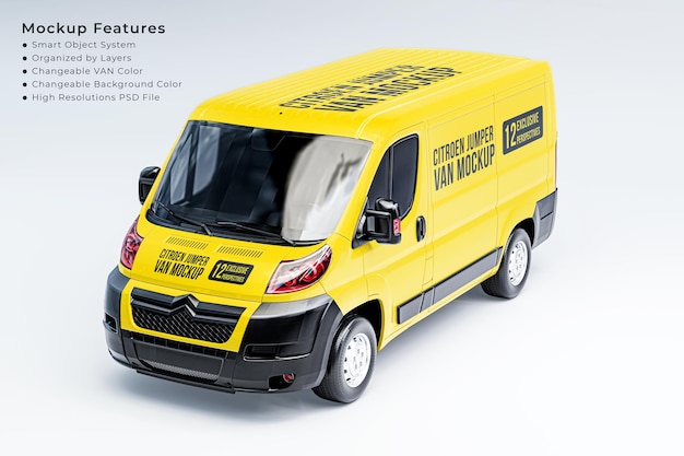 Citroen jumper cargo van branding mockup