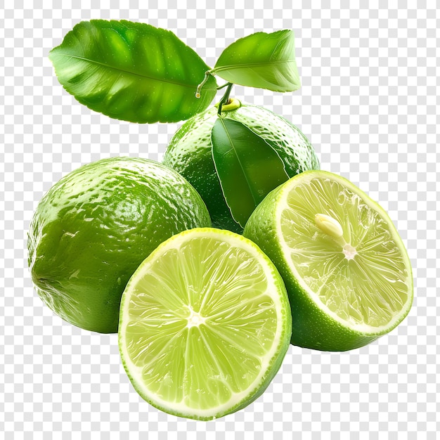 PSD citrus fruits or lime on transparent background