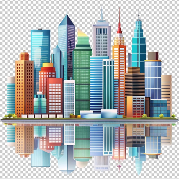 City building skyline 3d style isolated on transparent background