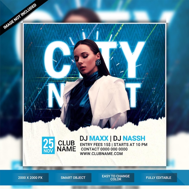 City night club party flyer template