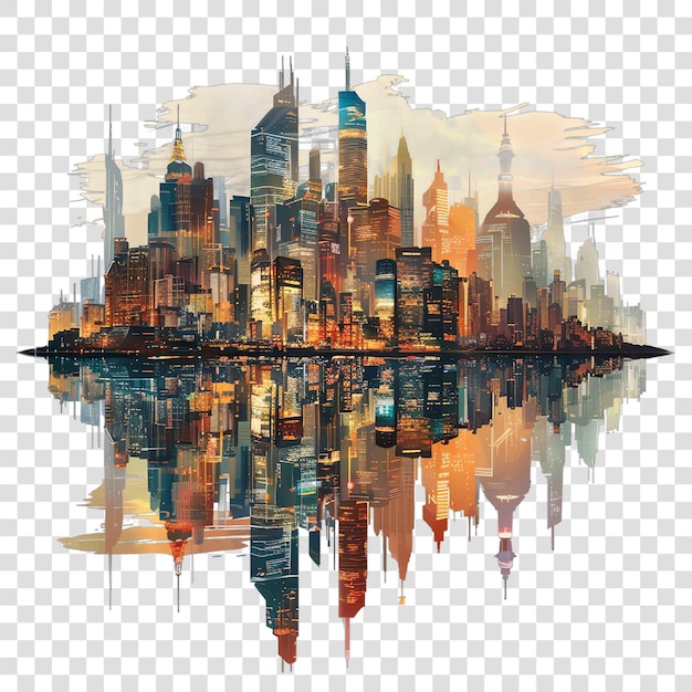 PSD city views transparent background realistic element