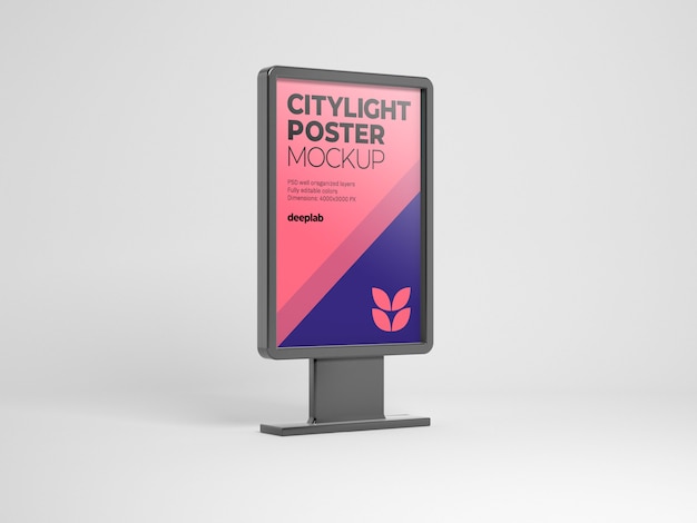 Citylight poster mockup with editable background color 