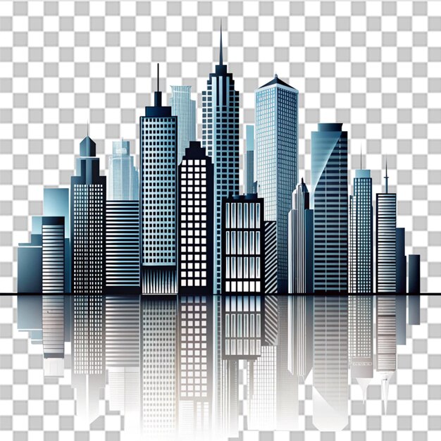 PSD cityscape silhouette skyscrapers real estate realistic isolated on transparent background