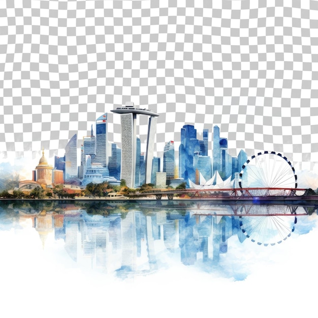 Cityscape of Singapore isolated on transparent background