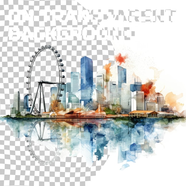 PSD cityscape of singapore isolated on transparent background