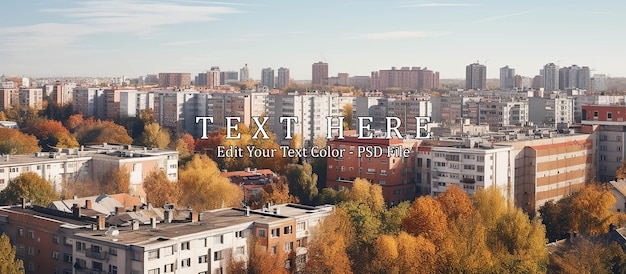 Cityscape with residential buildings in late autumn