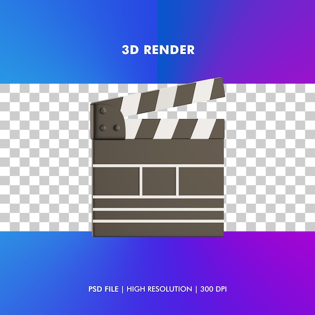 Clapper board 3d render illustration isolated