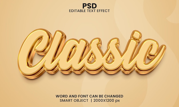 Classic 3d editable text effect Premium Psd with background