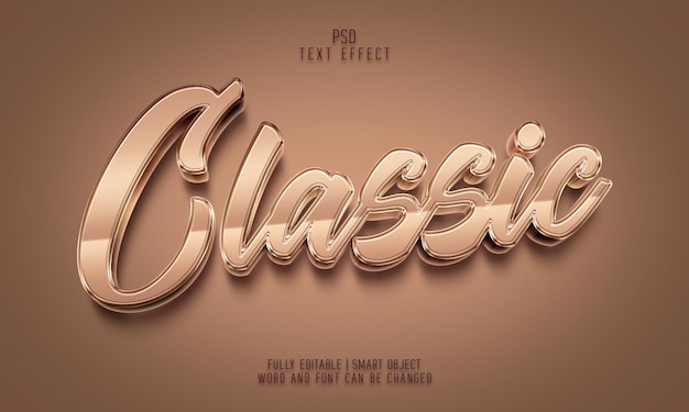 Classic 3D gold metallic psd text effect template