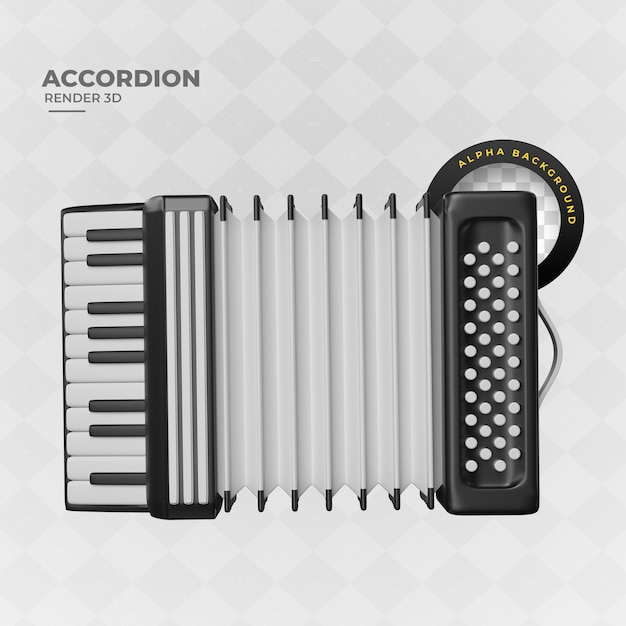 classic accordion style wooden cartoon 3d render