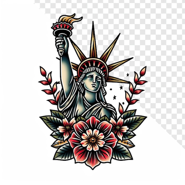 Classic American Liberty Statue Traditional Tattoo Flash