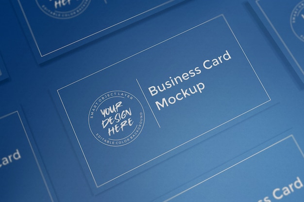 Classic blue business card mockup