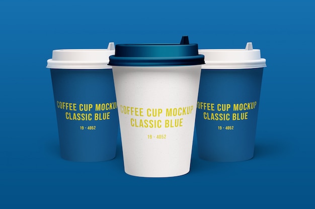 Classic blue coffee cup mockup