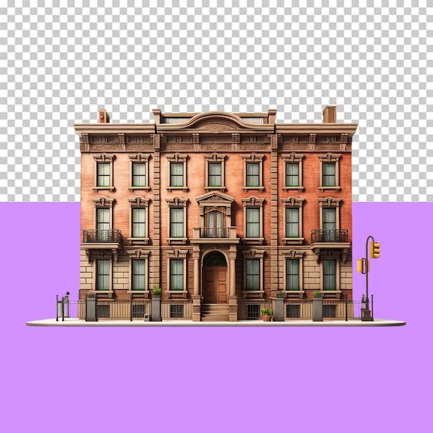 Classic Brooklyn brownstone isolated object transparent background