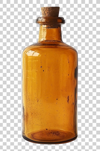 PSD classic brown glass bottle apothecary bottle isolated on transparent background png