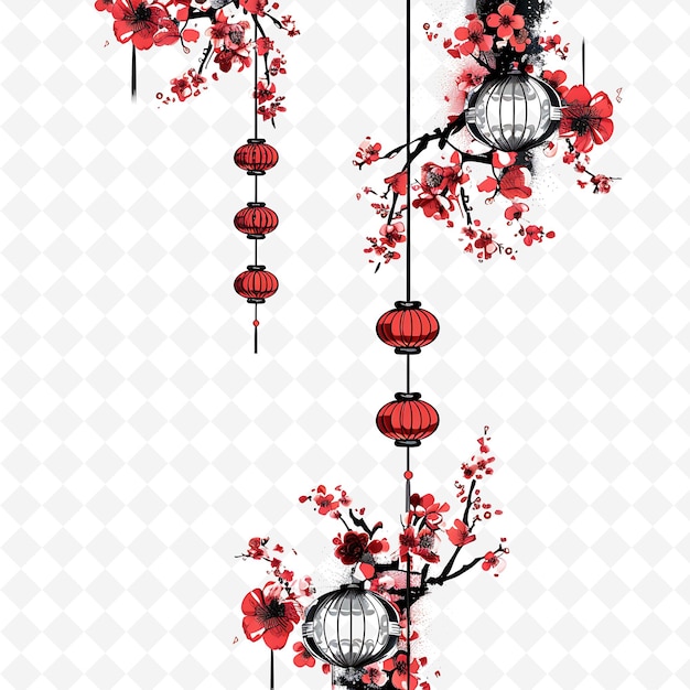 Classic Cherry Blossom Borderlines Design With Japanese Moti Creative Abstract Art Designs