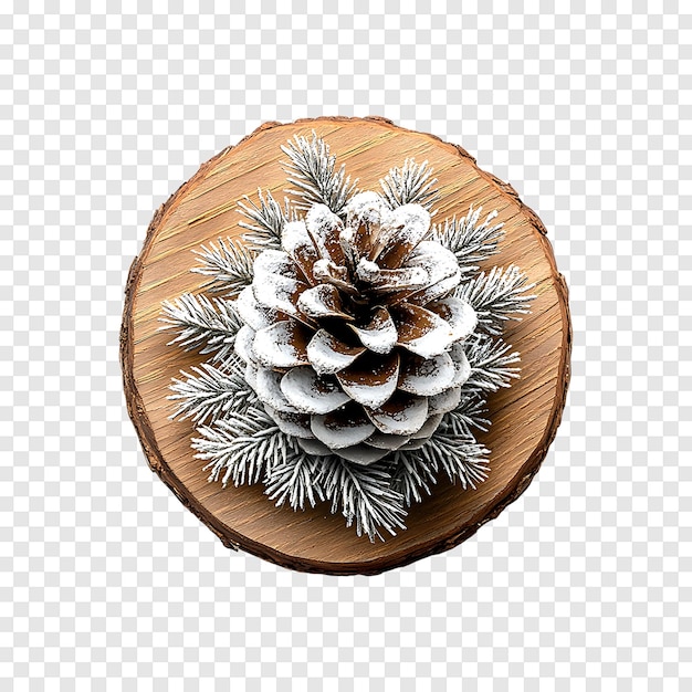 Classic Christmas silver spruce cone isolated on a transparent background for the holidays