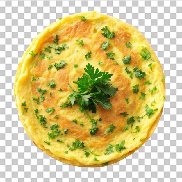 PSD classic fluffy omelet top view isolated on transparent background