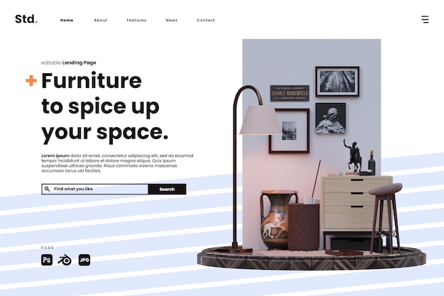 PSD classic furniture store landing page