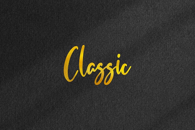 Classic Gold Logo Mockup on Black Textured Background with Shadow