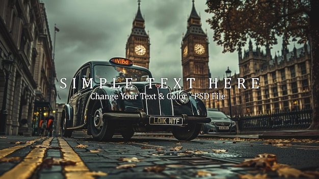 PSD classic london taxi in front of big ben