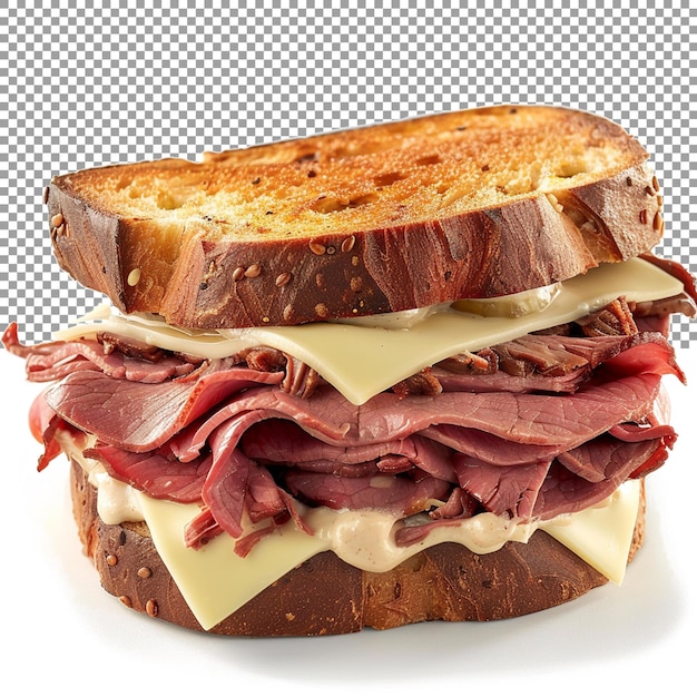 PSD a classic roast beef sandwich with thinly sliced roast beef on a transparent background