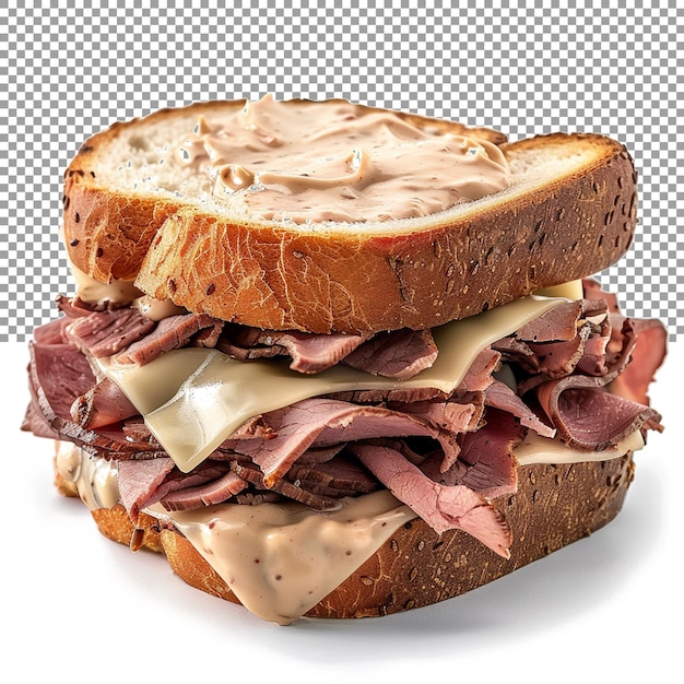 PSD a classic roast beef sandwich with thinly sliced roast beef on a transparent background