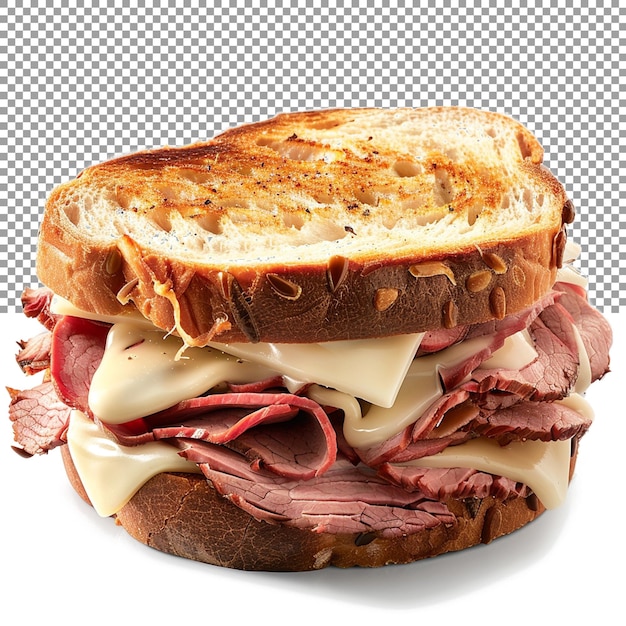 PSD a classic roast beef sandwich with thinly sliced roast beef on a transparent background