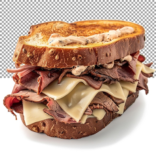 PSD a classic roast beef sandwich with thinly sliced roast beef on a transparent background