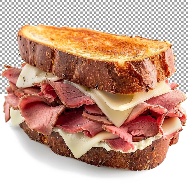 PSD a classic roast beef sandwich with thinly sliced roast beef on a transparent background