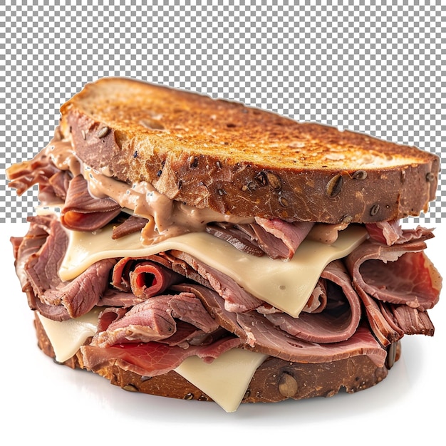 PSD a classic roast beef sandwich with thinly sliced roast beef on a transparent background