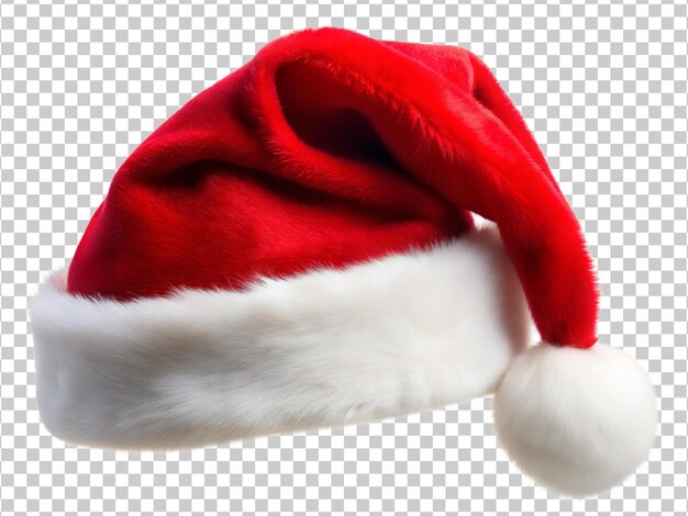 PSD classic santa hat with white trim isolated transparent background