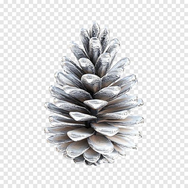 PSD classic silver spruce cone for christmas isolated on a transparent background for decoration