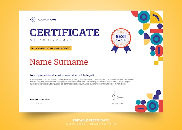 Classic and simple mosaic certificate design template