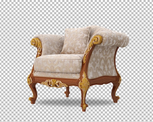 Classic sofa in 3d rendering isolated