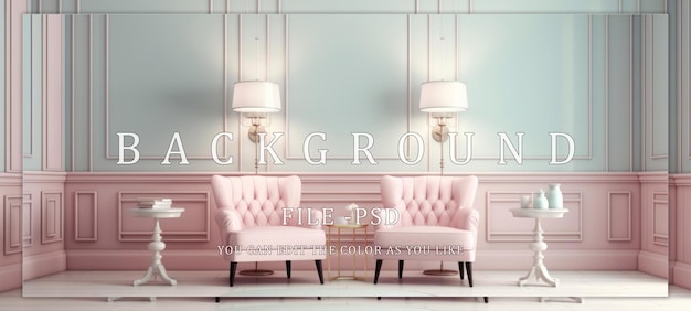 PSD classic style pastel interior with chairs