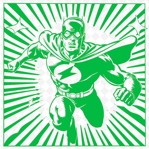 Classic Superhero Comic Book With a Bold Black and White Cov PNG Outline Flat Illustration Designs