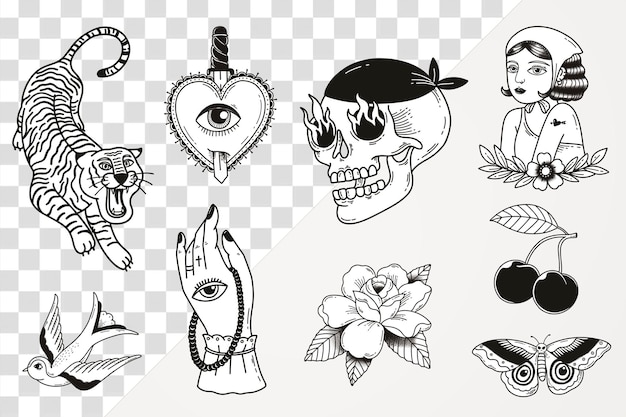 PSD classic tattoo design png collection