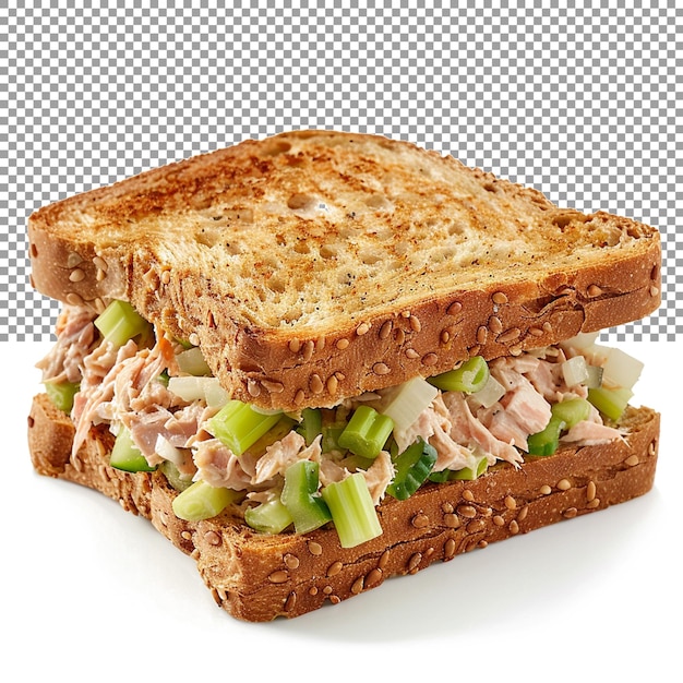 PSD a classic tuna salad sandwich with diced celery and onions on a transparent background