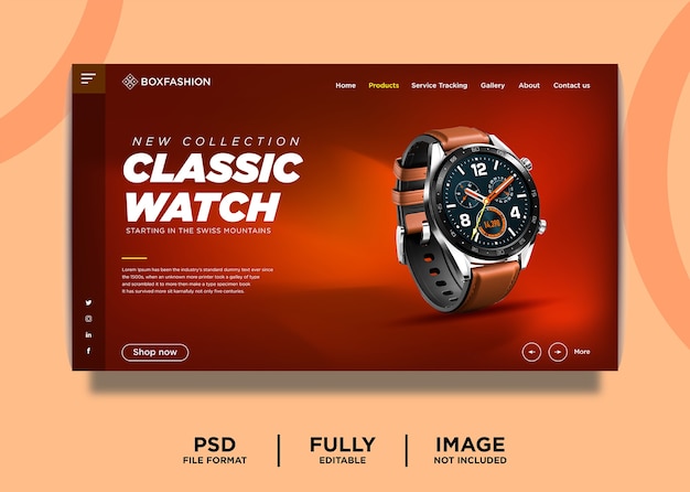 Classic Watch Brand Product Landing Page Template