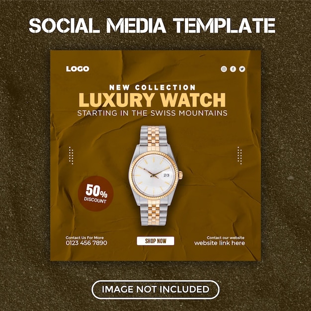 Classic watch brand product social media post banner template Premium Psd