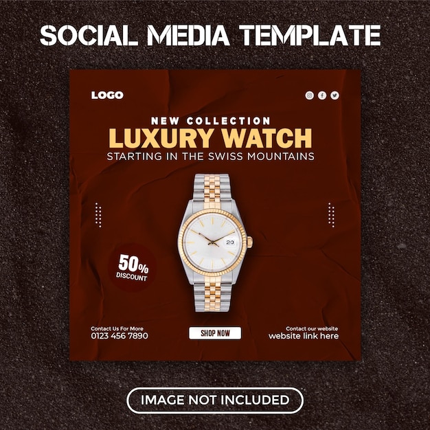 Classic watch brand product social media post banner template Premium Psd